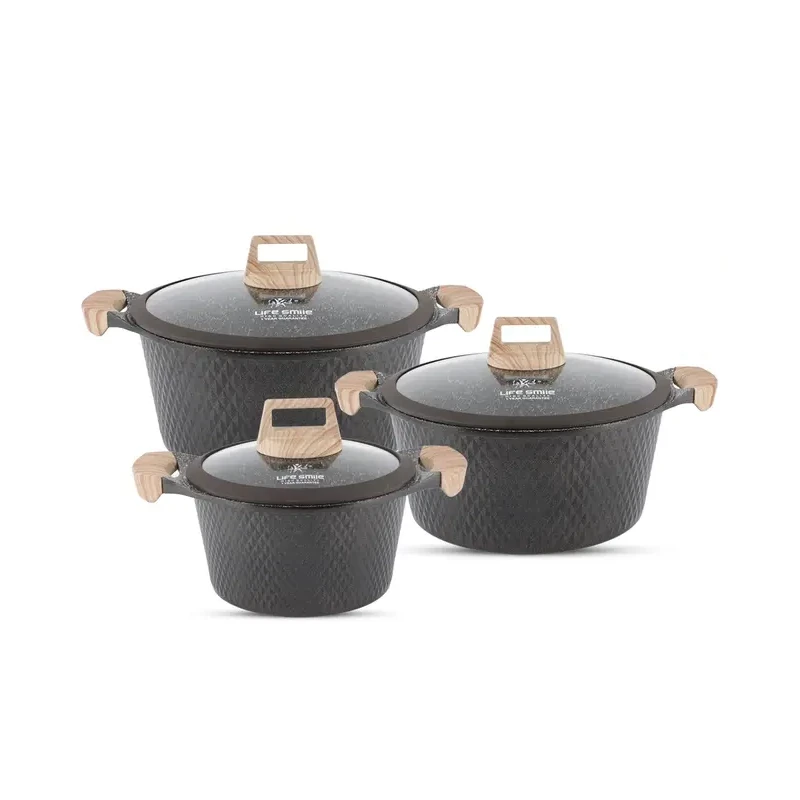 سرویس قابلمه گرانیتی لایف اسمایل مدل MR 6 2  - LIFE SMILE MR-6-2 COOKWARE SET