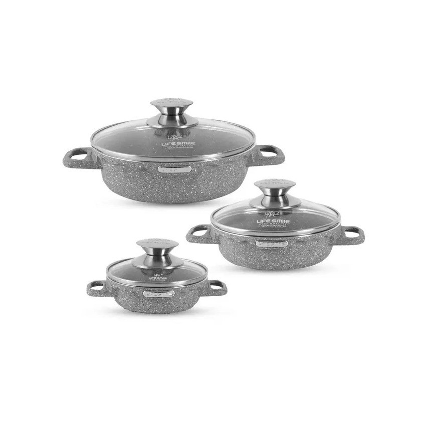 سرویس تابه گرانتی لایف اسمایل مدل Lifep7STSHR 6 1 - Lifesmile Lifep7STSHR 6 1 Fry Pan Set