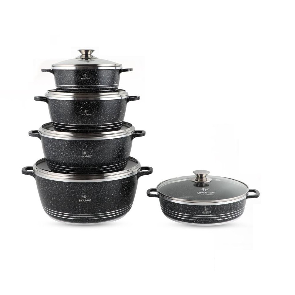 سرویس قابلمه گرانیتی لایف اسمایل مدل LIFEP7 شامل 10 پارچه - LIFE SMILE LIFEP7-10 Cookware Set