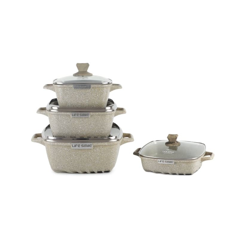 سرویس قابلمه گرانیتی لایف اسمایل مدل SPF 8 - LIFE SMILE SPF-8 COOKWARE SET