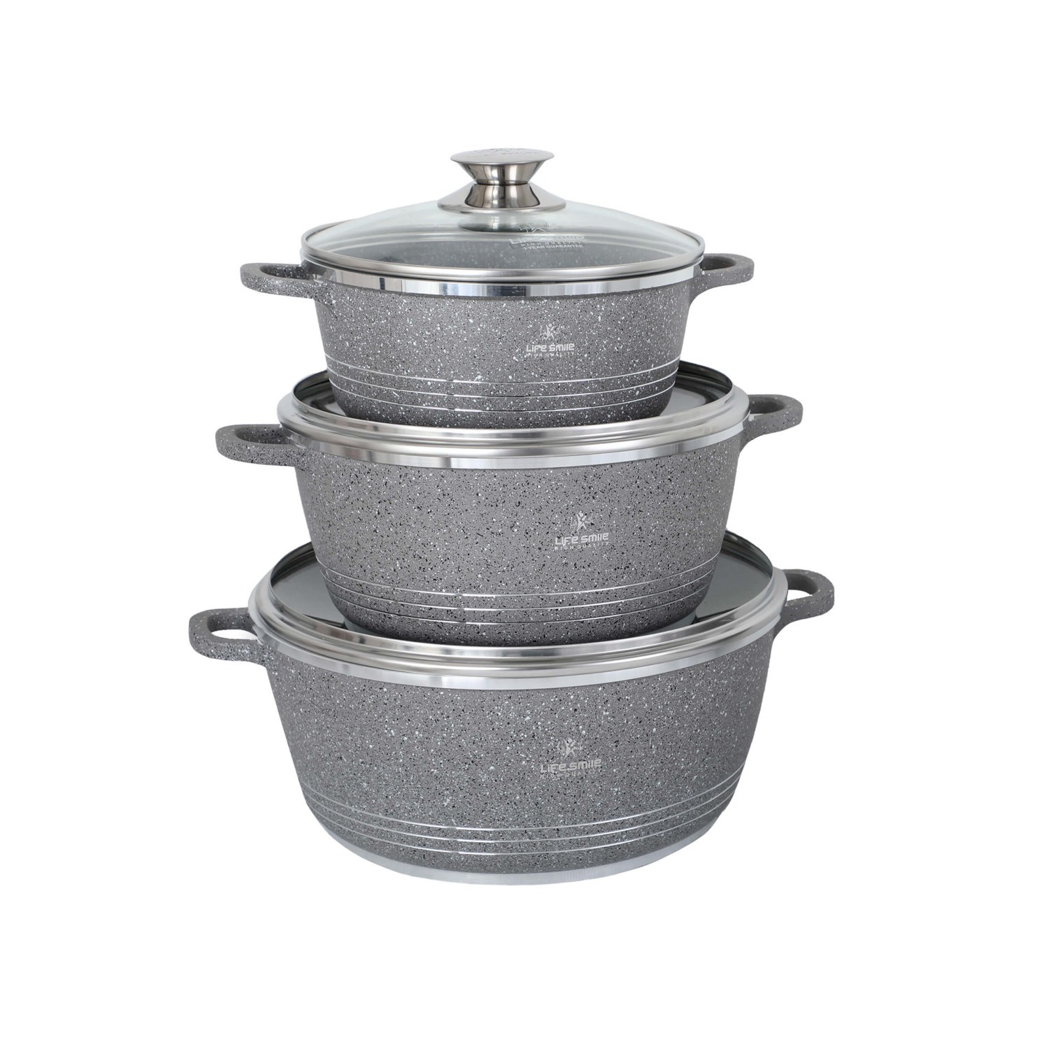 سرویس قابلمه گرانیتی لایف اسمایل مدل LIFEP7 6 2 شامل 6 پارچه - LIFESMILE LIFEP7-6-2 NonStick Cookware Set