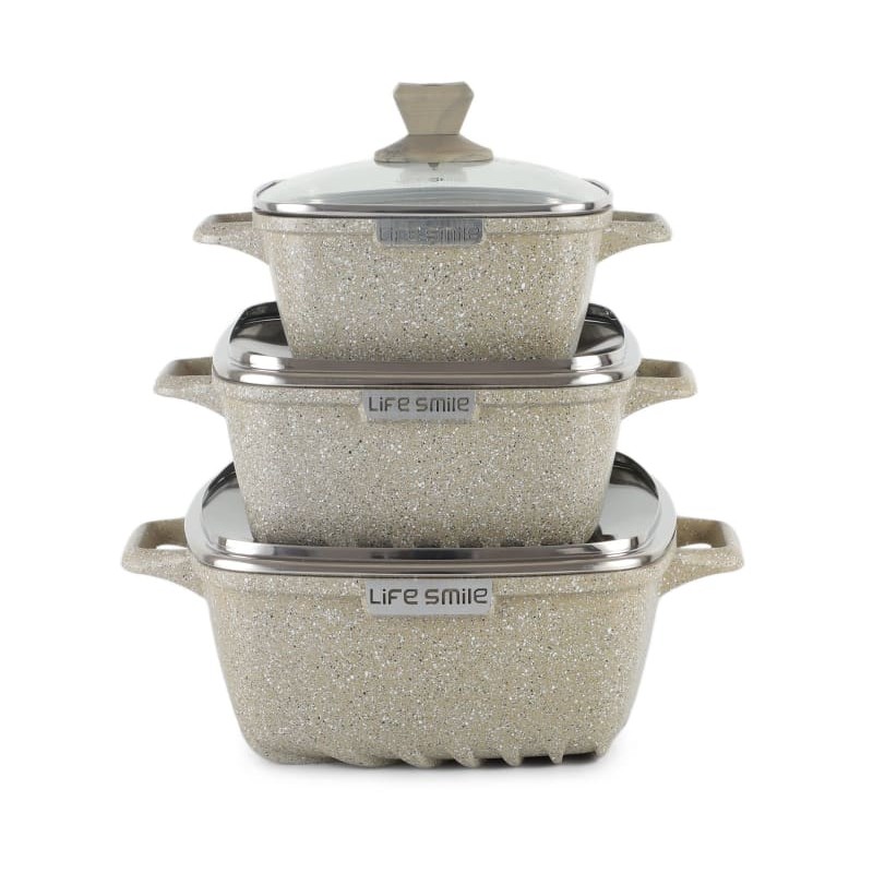 سرویس قابلمه گرانیتی لایف اسمایل مدل SPF 6 3 شامل 6 پارچه - LIFE SMILE SPF-6-3 COOKWARE SET