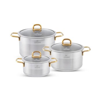 سرویس قابلمه استیل لایف اسمایل مدل Lifep12 6 2 شامل 6 پارچه - Lifesmile Steel Cookware Set Lifep12 6 2 